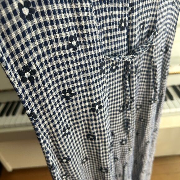 Vintage Studio London Blue and White Boho Floral Checkered Maxi Dress M - Picture 15 of 16